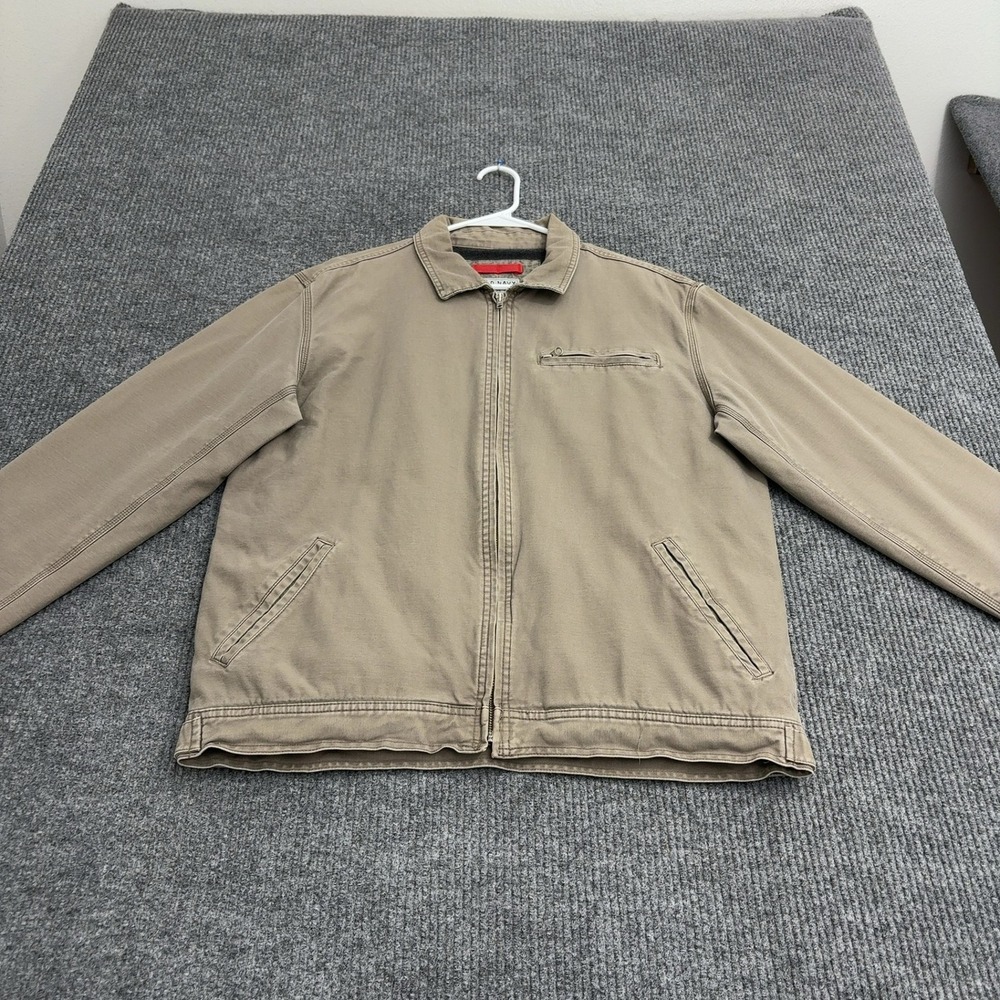 Old Navy Jacket Mens M Tan Cotton Canvas Fleece Lined Workwear Harrington Casual
